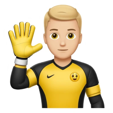 Football goalkeeper gloves with man goalkeeper and small emoji sticker