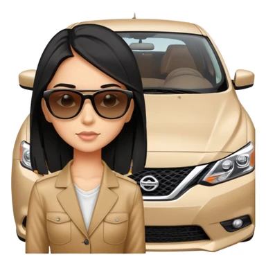 pretty tan girl with black hair in front of a nissan sentra SR 2016 sticker