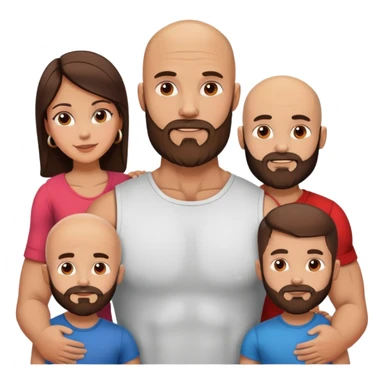 Muscular Bald man with a beard in love with his hot brunette wife and 3 sons sticker