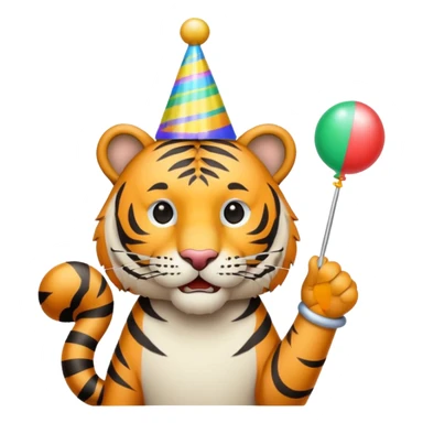 Party Tiger with a party hat and a party popper full body sticker