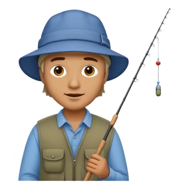 a man with a fishing rod sticker