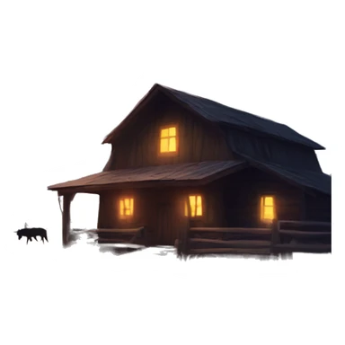 An eerie scene on a remote ranch with an otherworldly glow in the distance, capturing the mysterious allure of Skinwalker Ranch. sticker