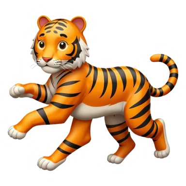 A cartoon tiger running on a track  sticker