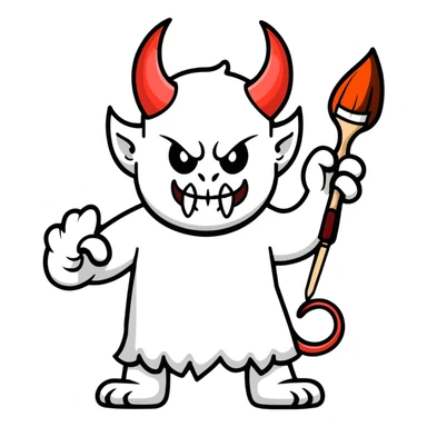demon with a paintbrush sticker