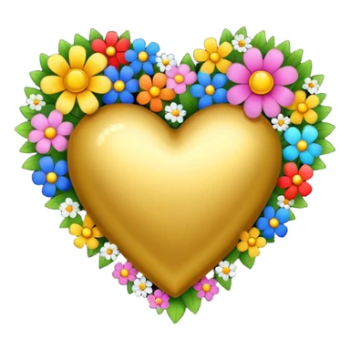 a golden heart studded with flowers sticker