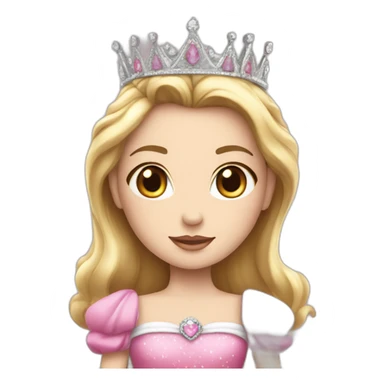white skin princess with crown and pink princess dress sticker
