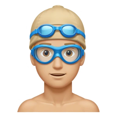 blond man swimmer with blue goggles and cap half body sticker