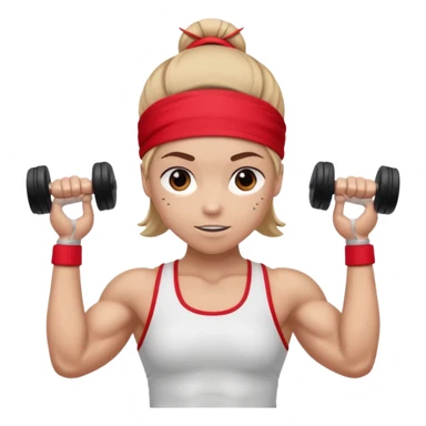 athlete with red headband, hold a mini dumbbell sticker