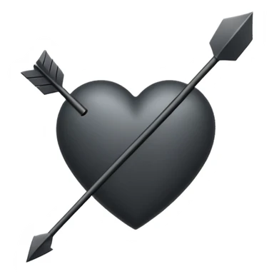 Black heart with cross arrow. Don't use red colour . Use normal Arrow which goes from one side and come out of other . Don't use fancy arrow. Make it that it goes from bottom right to come on top left. Don't use red colour. Use only one arrow 💘 sticker