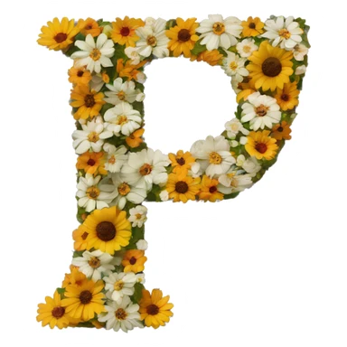 Letter p made out of flowers sticker