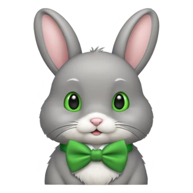 grey bunny with green bowtie sticker