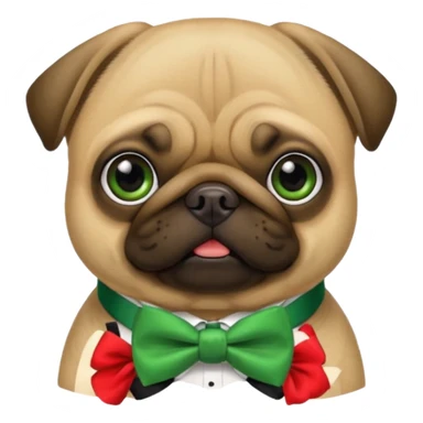 pug with green bow tie sticker