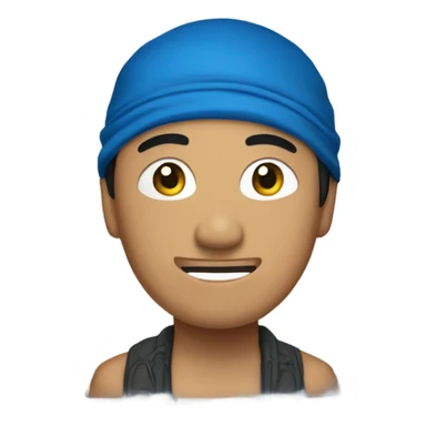 Asian man wearing blue paisley bandanna sticker