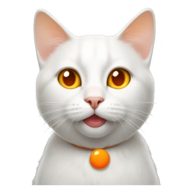White cat with an orange dot in the back  and an orange tail with the tongue outside sticker