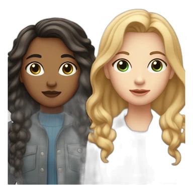 Lesbian Couple (1st white girl with black eyes and light brown long hair with a fish face like - 2nd white girl with black hair, blue eyes very androgyne with middle length hair) sticker