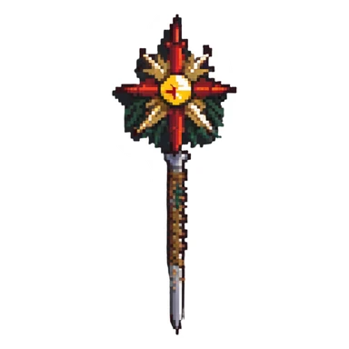 Medieval morning star weapon with red and gold spikes sticker