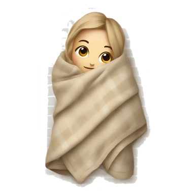 Beige clean girl folded plaid blanket  sticker
