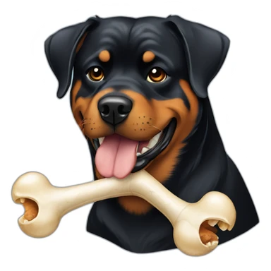 Rottweiler dog with bone in mouth sticker