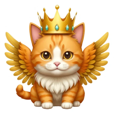 An orange cat with wings wearing a crown  sticker