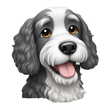 Black, gray, and white doodle dog sticker