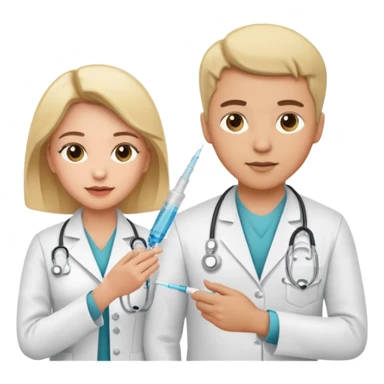 Doctor give nurse an injection  sticker