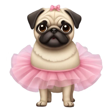 Fun pug wearing tutu sticker