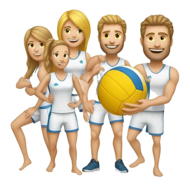white men and women play volleyball 3 on 3 sticker