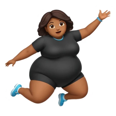 Black obesity lady jumping  sticker