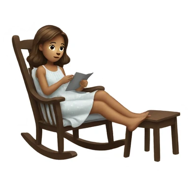 Girl with brown hair wearing a nightgown sitting in a rocking chair sticker