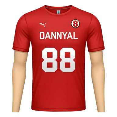 Football T-shirt saying Danyaal on the back with number 18 sticker