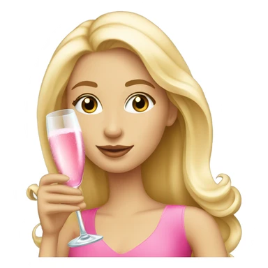Pretty blonde lady with long hair drinking pink champagne sticker