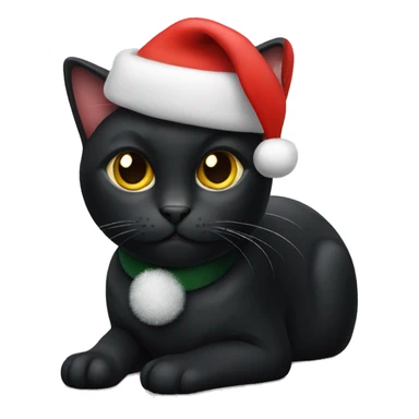 Black cat with Christmas hat sticker