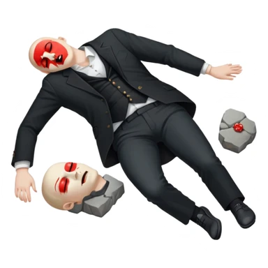 dead man full body with blazzer on floor with closed eyes sticker