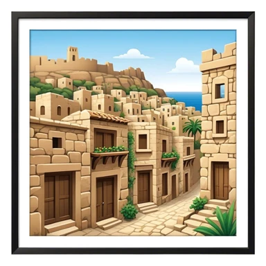 Byblos Old City Landmark Emoji – Portraying the historic stone houses, narrow streets, and Phoenician ruins. sticker