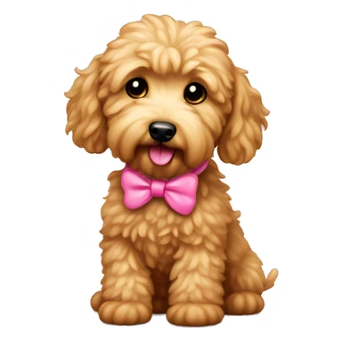 Mini golden doodle with a pink bow on  sticker