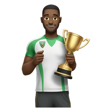 a man wth a champion cup sticker