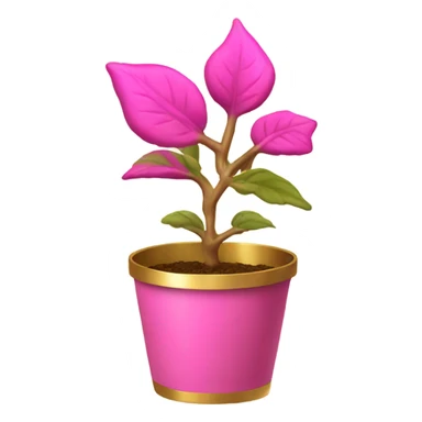 Pink plant in gold pot sticker