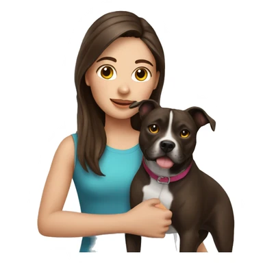 brunette girl with staffy dog sticker