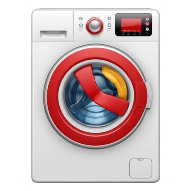 
washing machine mid-cycle with clothes tumbling inside sticker