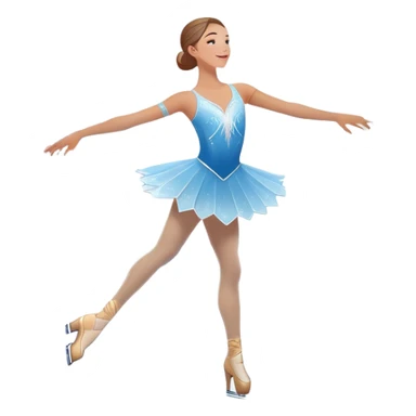 An icon showing a graceful figure skater performing a spin on the ice in a grand ice palace. The rink is illuminated by soft light beams, with cheering spectators in the stands. Snowflakes gently fall, adding to the magical atmosphere. Transparent background highlights elegance and artistry. sticker