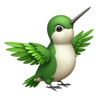Chunky hummingbird that’s green with a white stomach sticker