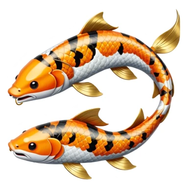 Exotic Tropical Floral Swirl-Patterned Tribal Pretty Asian ornate painted Japanese aesthetic beautiful shiny pretty glossy smooth elegant Koi-Fish-Kitsune-Yokai-animal-creature with tiger stripes on it, with 4 legs sticker