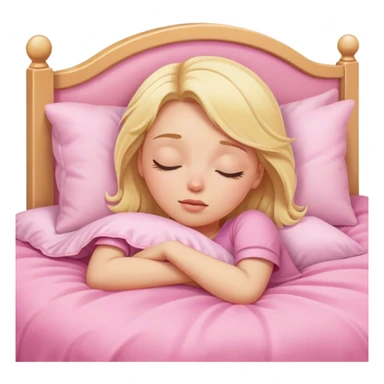 blonde girl asleep in pink bed sticker