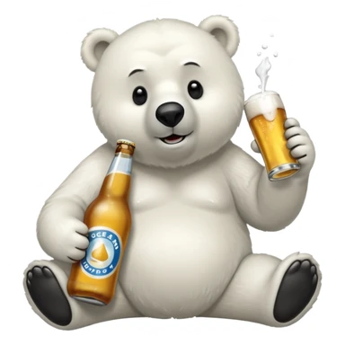Oso polar tomando cerveza  sticker