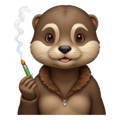 Cute female Otter smoking a while cannabis joint sticker
