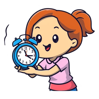 Girl with a clock in her hand and her tongue out sticker