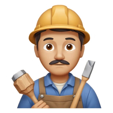 wood carving carpenter portrait, head and shoulders only, carving wooden figure with chisel, wood shavings visible, focused craftsman expression, artisan workshop vibe, 3D cartoon style, mobile game icon style, clean background, no text, no watermark
 sticker