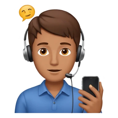 man with brown hair listening to a voice message sticker