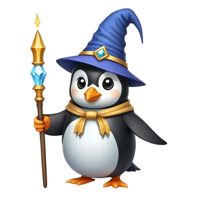 penguin wizard with wand and hat sticker