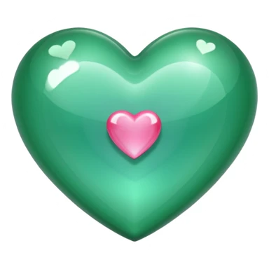 emerald heart with one mini pink heart inside of it  sticker
